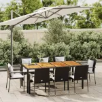 Set mobilier de grădină cu perne, 9 piese, negru, poliratan GartenMobel Dekor