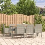 Set mobilier grădină cu perne, 9 piese, gri, poliratan GartenMobel Dekor