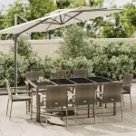 Set mobilier grădină cu perne, 9 piese, gri, poliratan GartenMobel Dekor