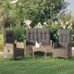 Set mobilier de grădină cu perne, 3 piese, gri, poliratan GartenMobel Dekor