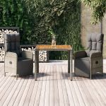 Set mobilier de grădină cu perne, 3 piese, gri, poliratan GartenMobel Dekor