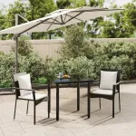 Set mobilier de grădină cu perne, 3 piese, negru, poliratan GartenMobel Dekor