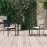 Set mobilier de grădină cu perne, 3 piese, negru, poliratan GartenMobel Dekor