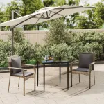 Set mobilier de grădină cu perne, 3 piese, negru/gri, poliratan GartenMobel Dekor
