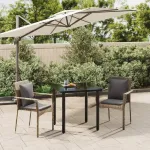 Set mobilier de grădină cu perne, 3 piese, negru/gri, poliratan GartenMobel Dekor