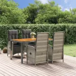 Set mobilier de grădină cu perne, 5 piese, gri, poliratan GartenMobel Dekor