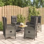 Set mobilier de grădină cu perne, 5 piese, gri, poliratan GartenMobel Dekor