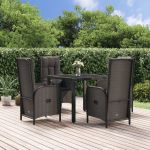 Set mobilier de grădină cu perne, 5 piese, negru, poliratan GartenMobel Dekor
