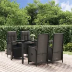Set mobilier de grădină cu perne, 5 piese, negru, poliratan GartenMobel Dekor