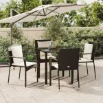 Set mobilier de grădină cu perne, 5 piese, negru, poliratan GartenMobel Dekor