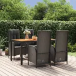 Set mobilier de grădină cu perne, 5 piese, negru, poliratan GartenMobel Dekor