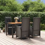 Set mobilier de grădină cu perne, 5 piese, negru, poliratan GartenMobel Dekor