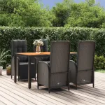 Set mobilier de grădină cu perne, 5 piese, negru, poliratan GartenMobel Dekor