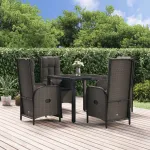 Set mobilier de grădină cu perne, 5 piese, negru, poliratan GartenMobel Dekor
