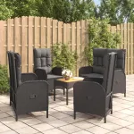 Set mobilier de grădină cu perne, 5 piese, negru, poliratan GartenMobel Dekor
