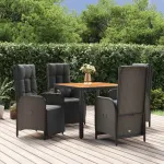 Set mobilier de grădină cu perne, 5 piese, negru, poliratan GartenMobel Dekor