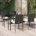 Set mobilier de grădină cu perne, 5 piese, negru, poliratan GartenMobel Dekor
