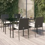 Set mobilier de grădină cu perne, 5 piese, negru, poliratan GartenMobel Dekor
