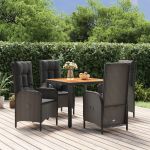 Set mobilier de grădină cu perne, 5 piese, negru, poliratan GartenMobel Dekor