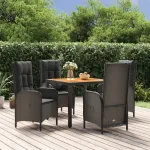 Set mobilier de grădină cu perne, 5 piese, negru, poliratan GartenMobel Dekor