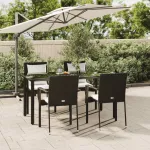 Set mobilier de grădină cu perne, 5 piese, negru, poliratan GartenMobel Dekor