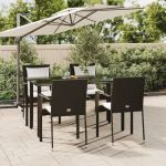Set mobilier de grădină cu perne, 5 piese, negru, poliratan GartenMobel Dekor