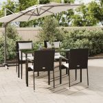 Set mobilier de grădină cu perne, 5 piese, negru, poliratan GartenMobel Dekor