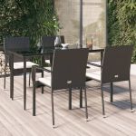 Set mobilier de grădină cu perne, 5 piese, negru, poliratan GartenMobel Dekor