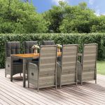 Set mobilier de grădină cu perne, 7 piese, gri, poliratan GartenMobel Dekor