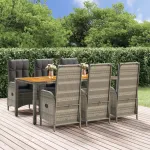 Set mobilier de grădină cu perne, 7 piese, gri, poliratan GartenMobel Dekor