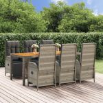 Set mobilier de grădină cu perne, 7 piese, gri, poliratan GartenMobel Dekor