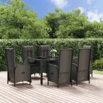 Set mobilier de grădină cu perne, 7 piese, negru, poliratan GartenMobel Dekor