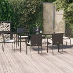 Set mobilier de grădină cu perne, 7 piese, negru, poliratan GartenMobel Dekor