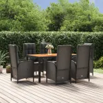Set mobilier de grădină cu perne, 7 piese, negru, poliratan GartenMobel Dekor