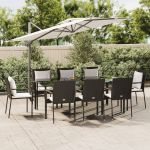 Set mobilier de grădină cu perne, 7 piese, negru, poliratan GartenMobel Dekor