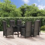 Set mobilier de grădină cu perne, 7 piese, negru/gri, poliratan GartenMobel Dekor