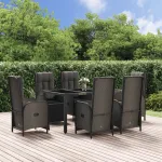 Set mobilier de grădină cu perne, 7 piese, negru/gri, poliratan GartenMobel Dekor