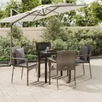 Set mobilier grădină cu perne, 5 piese, negru și gri, poliratan GartenMobel Dekor