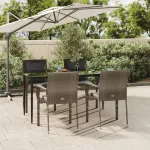 Set mobilier grădină cu perne, 5 piese, negru și gri, poliratan GartenMobel Dekor