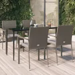 Set mobilier grădină cu perne, 5 piese, negru și gri, poliratan GartenMobel Dekor