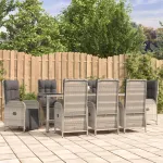 Set mobilier grădină cu perne, 9 piese, gri, poliratan GartenMobel Dekor