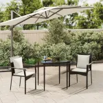Set mobilier de grădină cu perne, 3 piese, negru, poliratan GartenMobel Dekor