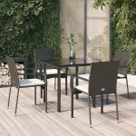 Set mobilier de grădină cu perne, 5 piese, negru, poliratan GartenMobel Dekor