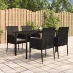 Set mobilier de grădină cu perne, 5 piese, negru, poliratan GartenMobel Dekor