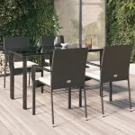 Set mobilier de grădină cu perne, 5 piese, negru, poliratan GartenMobel Dekor