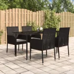 Set mobilier de grădină cu perne, 5 piese, negru, poliratan GartenMobel Dekor
