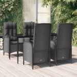 Set mobilier de grădină cu perne, 5 piese, negru, poliratan GartenMobel Dekor