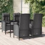 Set mobilier de grădină cu perne, 5 piese, negru, poliratan GartenMobel Dekor