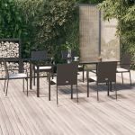 Set mobilier de grădină cu perne, 7 piese, negru, poliratan GartenMobel Dekor