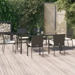 Set mobilier de grădină cu perne, 7 piese, negru, poliratan GartenMobel Dekor